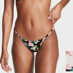 VICTORIA'S SECRET Satin Lace V-String Thong Panty Size XL Black Lemoncello NWT